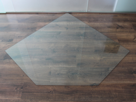 Fünfeck 100x100cm - Funkenschutzplatte Kaminbodenplatte Glasplatte
