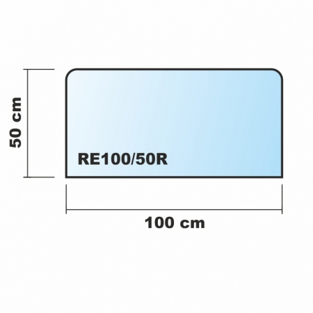 Saisonplatte Rechteck 100x50cm weiß abgerundet Glas - Kamin-Vorlegeplatte Funkenschutzplatte Kaminbodenplatte Glasplatte