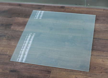 Saisonplatte Rechteck *Frosty* 80x55cm - Kamin-Vorlegeplatte Milchglas Funkenschutzplatte Kaminbodenplatte Glasplatte