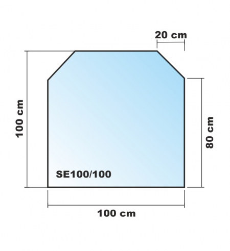 Sechseck 100x100cm Glas schwarz - Funkenschutzplatte Kaminbodenplatte Glasplatte Ofenplatte