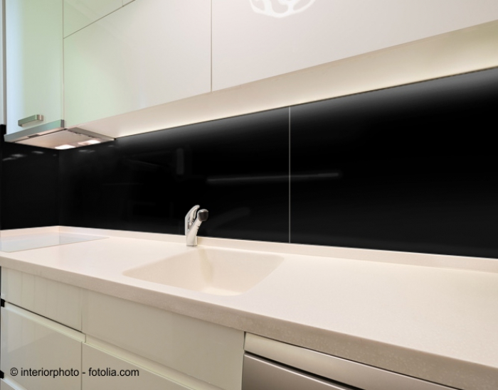 130x40cm Glas schwarz - Echtglas Küchenrückwand Spritzschutz Fliesenspiegel Glasplatte Rückwand