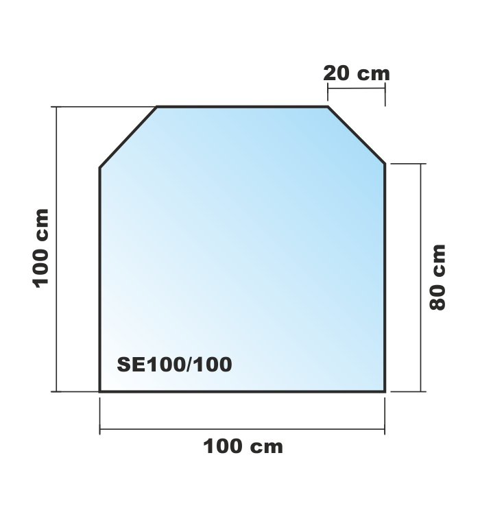 Sechseck 100x100cm - Funkenschutzplatte Kaminbodenplatte Glasplatte
