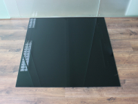 Saisonplatte Rechteck 80x50cm Glas schwarz - Kamin-Vorlegeplatte Funkenschutzplatte Kaminbodenplatte Glasplatte
